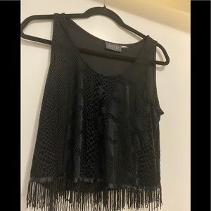ASTR black fringe snake print Tank in size Small
